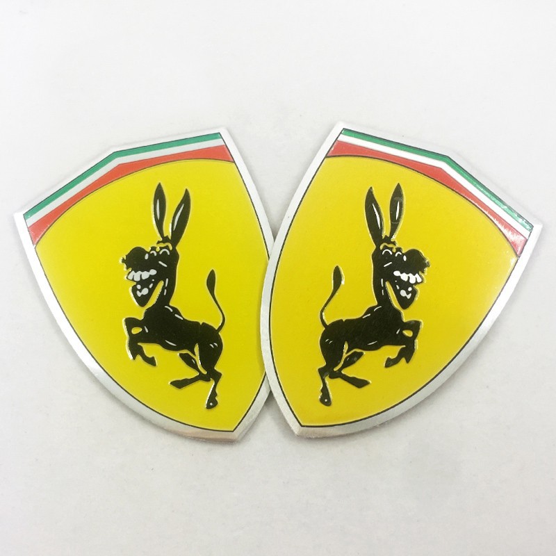 1 Miếng dán Logo hình chú lừa bằng nhôm trang trí xe hơi Ferrari