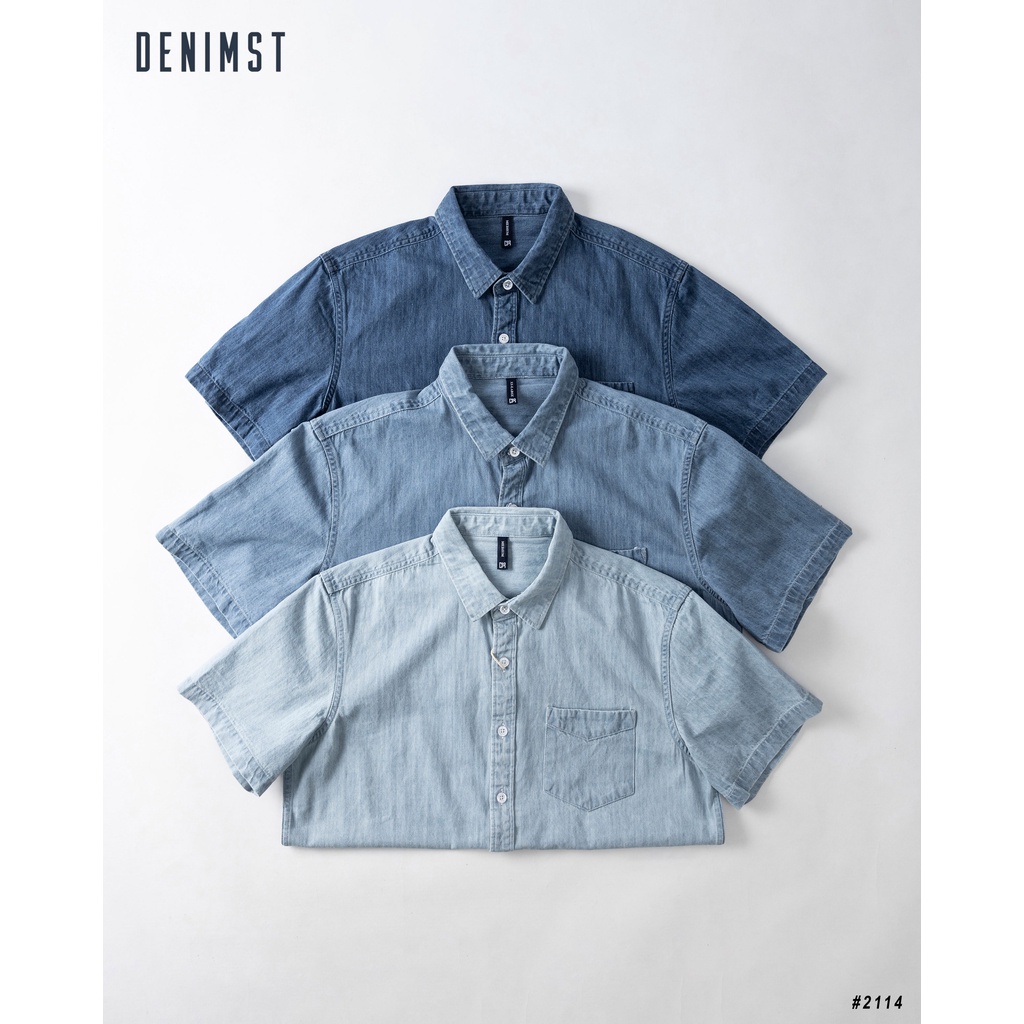 Áo Sơ Mi Nam Denim Ngắn Tay Cao Cấp DENIMST 2114 Chất Denim Dáng Slim Fit