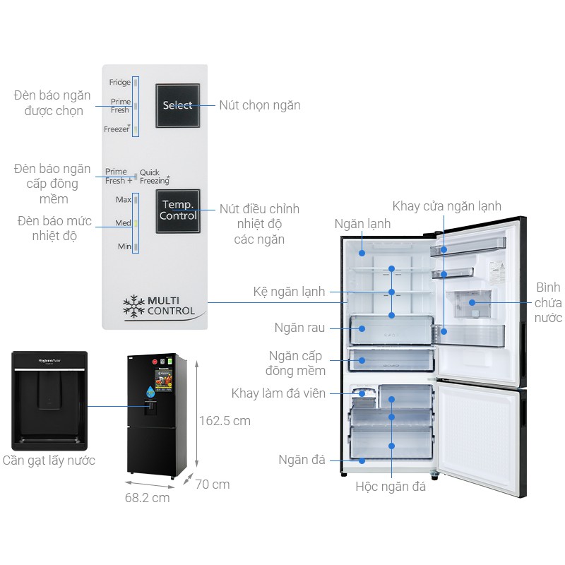 Tủ lạnh Panasonic 368L NR-BX410QKVN