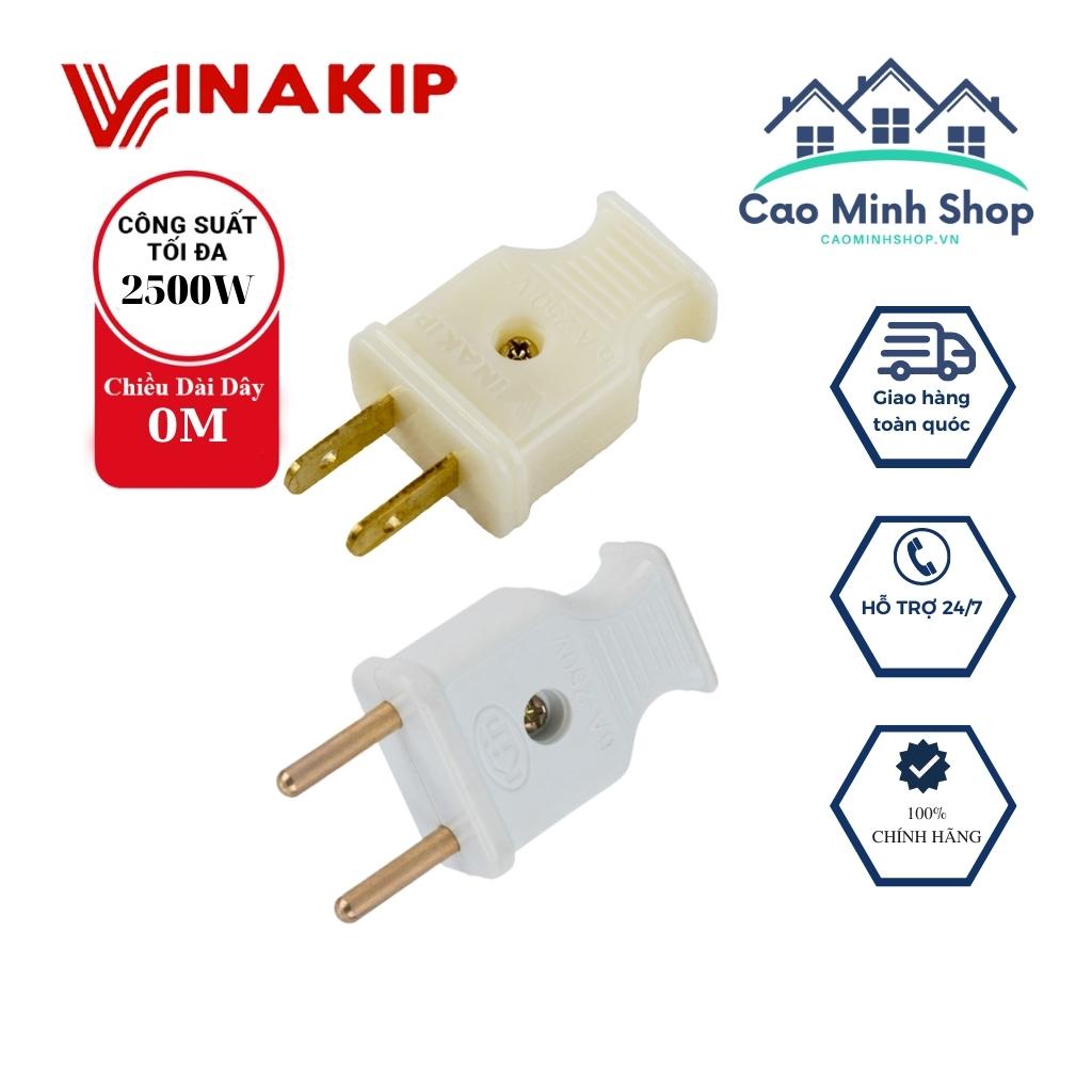 Phích cắm Vinakip 10A 250V, vỏ nhựa ABS chống cháy vỡ, chân tròn và chân dẹt, an toàn, chính hãng - Cao Minh Shop