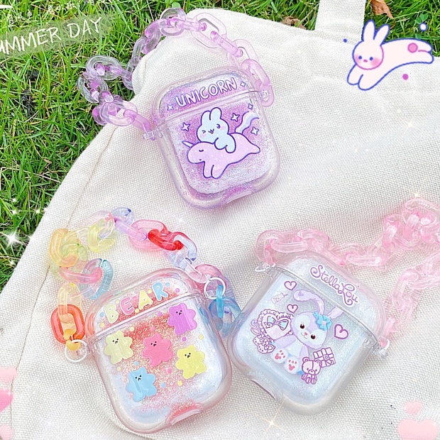 Vỏ bảo vệ bao đựng tai nghe✔️ Trong nhũ quai xách hình dễ thương