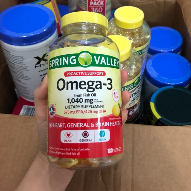 Omega 3 | Dầu Cá Omega 3 Spring Valley [60-120-180] Viên- Vitamin Bổ Mắt Sáng Mắt - Chính hãng Mỹ