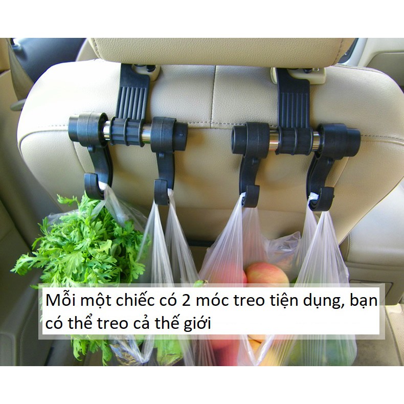 Móc treo đồ sau ghế ô tô xe hơi tiện dụng (móc đôi có 2 chỗ treo đồ)