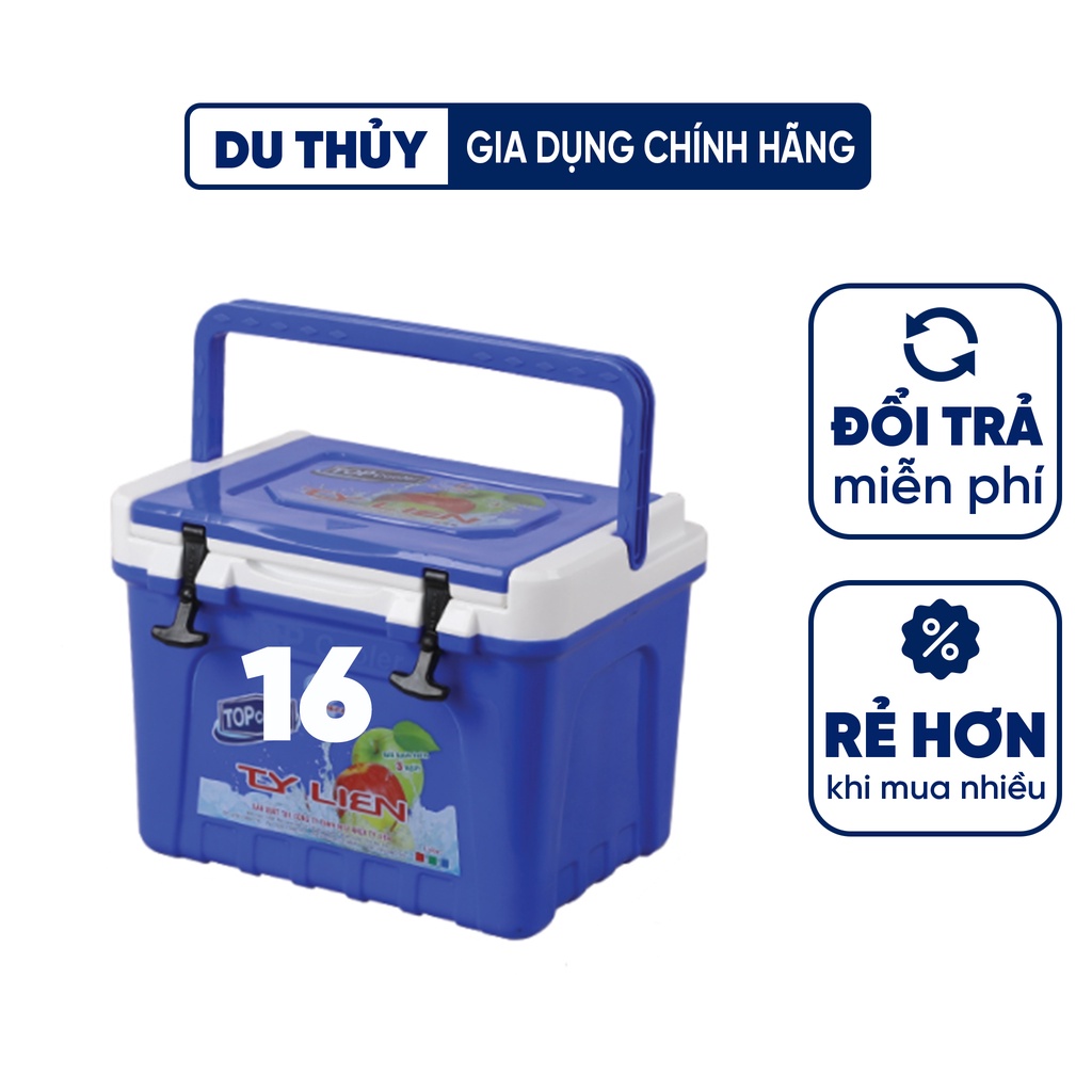 Thùng đá giữ nhiệt 16L thương hiệu Top Cooler có quai xách tiện lợi, nhựa chính phẩm cứng cáp không chứa BPA an toàn