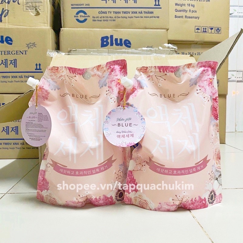 TÚI 2KG NƯỚC GIẶT HÀN QUỐC BLUE GIỮ MÀU QUẦN ÁO THƠM NHƯ HOA