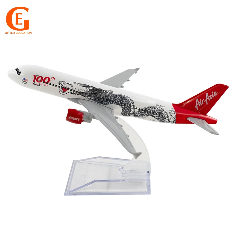 Air Asia Rồng Trắng Airbus 320 Mô Hình Máy Bay Kim Loại Diecast Malaysia A320 Máy Bay Đồ Chơi Mô Hìn