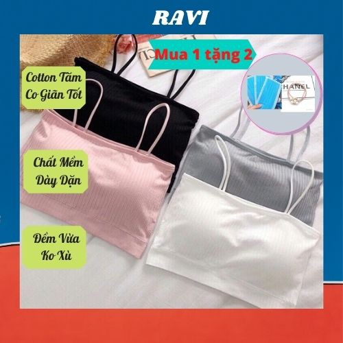 Áo Bra 2 Dây Gân Tăm Áo Bra Quây Cotton Kháng Khuẩn Cho Bạn Gái 4 Màu