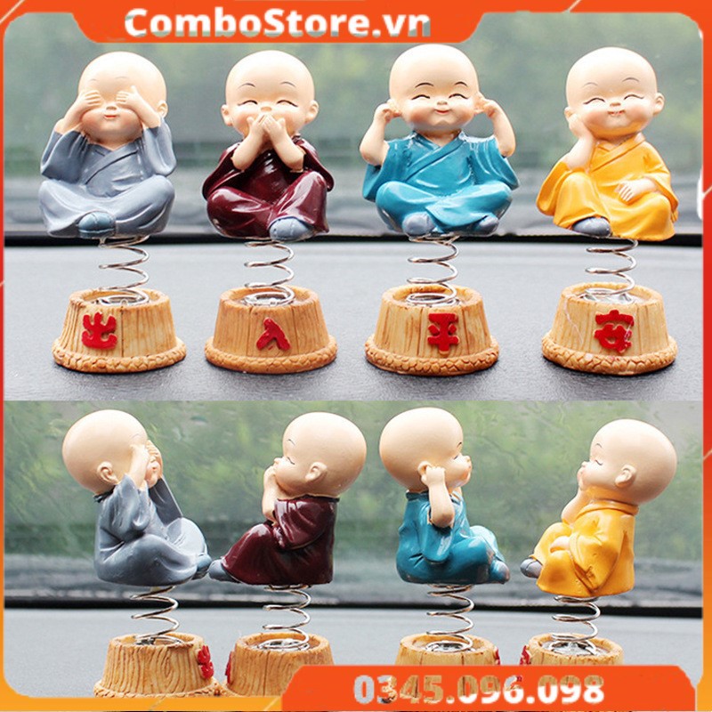 Bộ Tượng Chú Tiểu Tứ Không, Phong Thủy 4 Tư Thế, Trang Trí Taplo Ô Tô