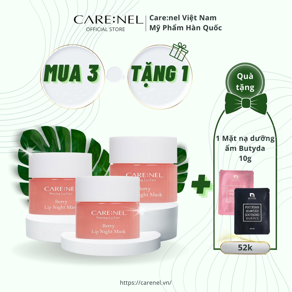 [MUA 3 CÓ QUÀ] Mặt nạ ngủ môi dâu Carenel Berry Lip Night Mask 5g và 23g