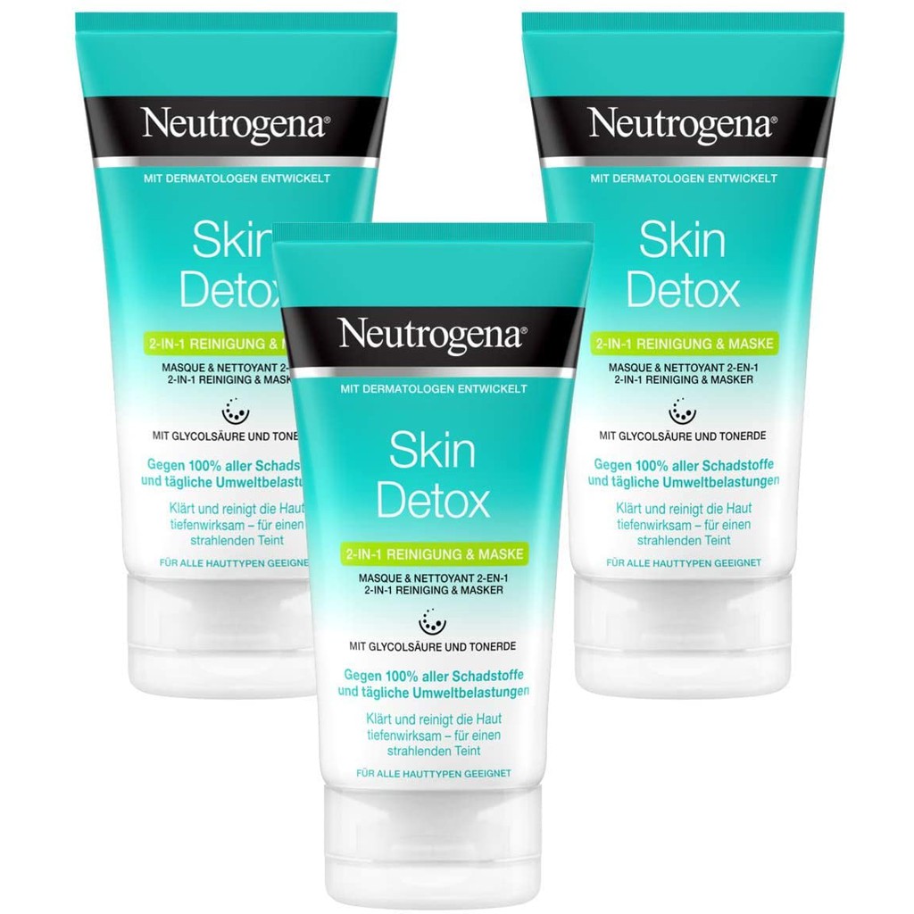 Neutrogena Skin Detox Masque Argile Purifiant 2-en-1 - Sản Phẩm 2 Trong 1 Sữa Rửa Mặt Kiêm Mặt Nạ Thanh Lọc Da 150ml