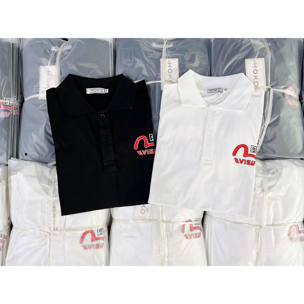 ÁO THUN NAM CỔ TRỤ CHẤT COTTON CO GIÃN HÀNG HIỆU EVI THẤM HÚT MỒ HÔI
