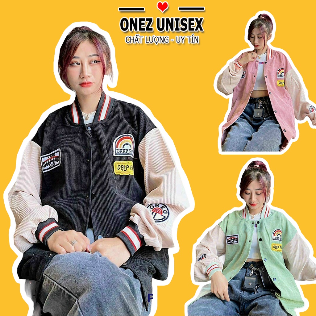Áo khoác nhung tăm jacket Logo Thuê Cầu Vồng  ONEZ Hình Thật 100% Form Rộng Đẹp | BigBuy360 - bigbuy360.vn