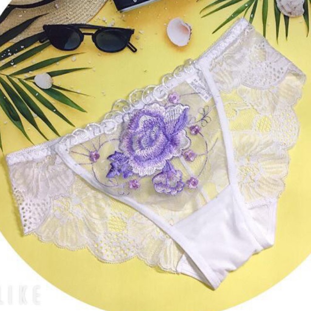 QUẦN LÓT REN THÊU HÌNH HOA HỒNG SEXY XINH