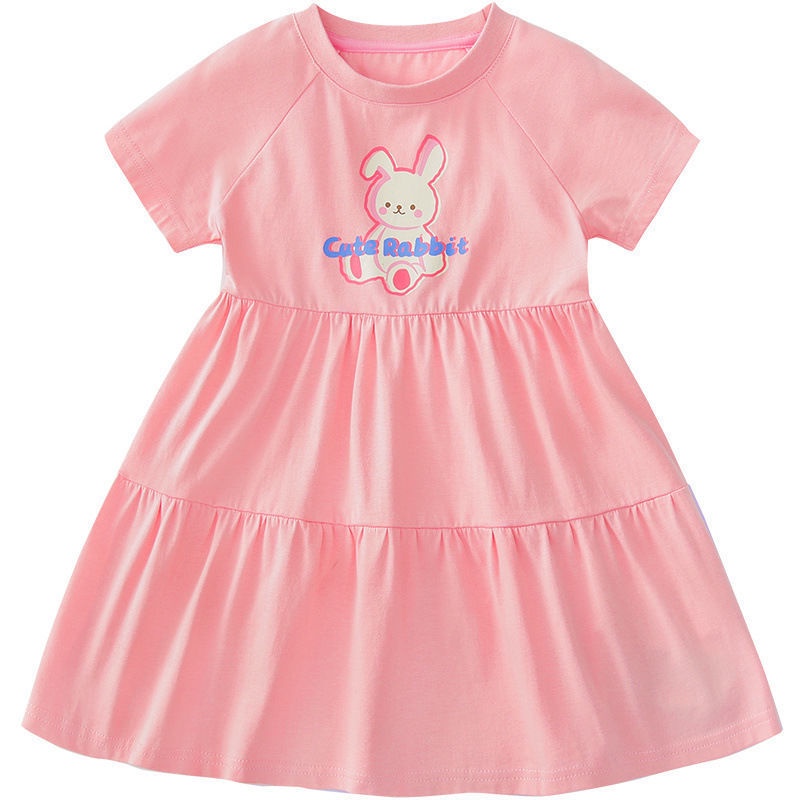 Đầm Cotton Ngắn Tay Họa Tiết Hoạt Hình Thời Trang Mùa Hè Hàn Quốc Dành Cho Bé Gái 2023