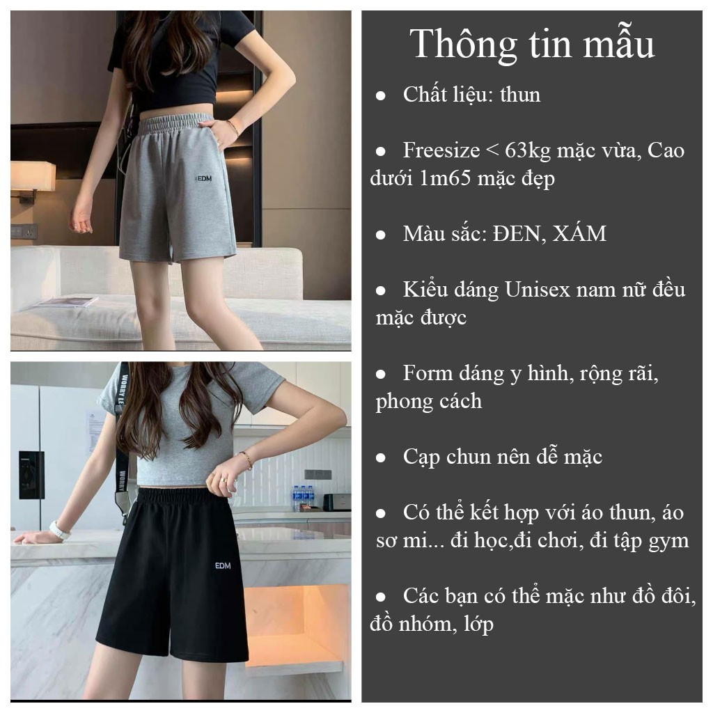 Quần short Unisex cạp chun EDM quần đùi nam nữ thể thao đi chơi chất thun mềm mát - VIETCEN | BigBuy360 - bigbuy360.vn