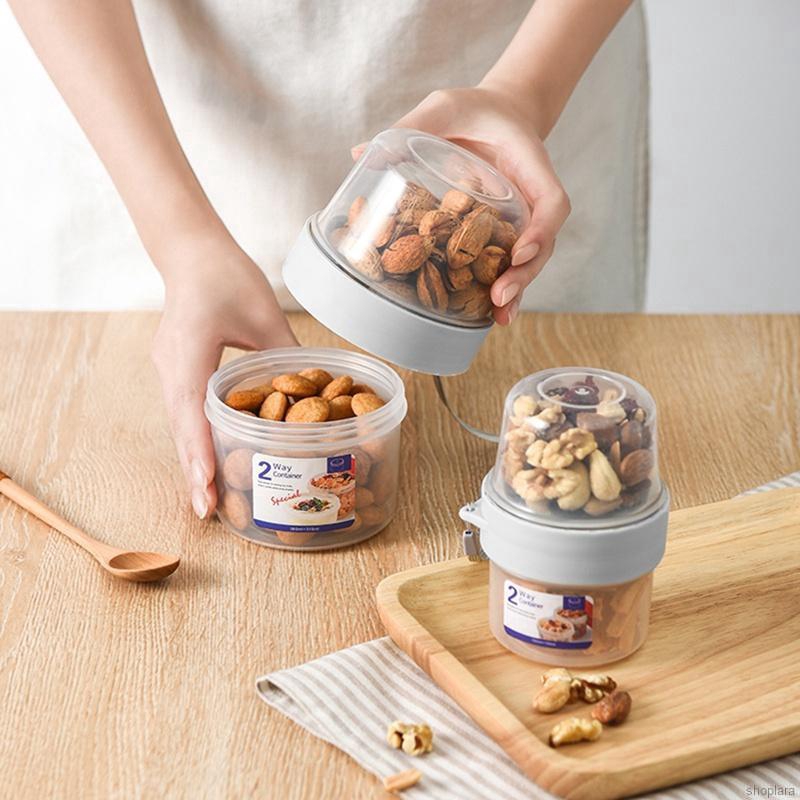 ✨Shoplara✨ Double-layer Storage Tank Transparent Sealed Compartment Leak-proof Food Container