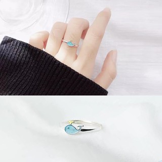Nhẫn Bạc Nữ Cá Voi Xanh siêu xinh bạc ý 925