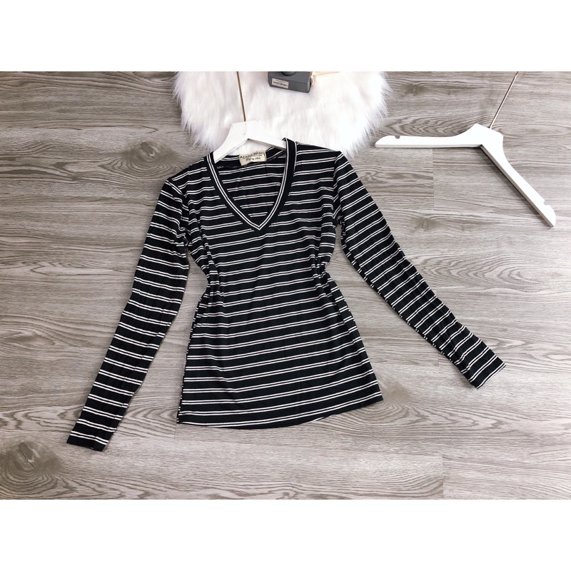 Áo thun body tay dài cổ tim fom thường | BigBuy360 - bigbuy360.vn