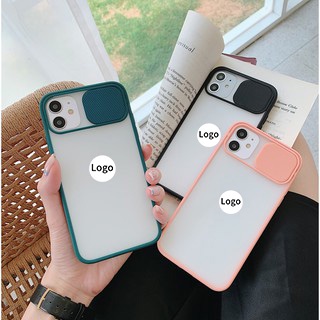 Ốp điện thoại cứng nhám trong suốt có nắp trượt bảo vệ camera cho iPhone 12 11 Pro Max X Xs Max Xr 6 6s 7 8 Se 2020 Plus
