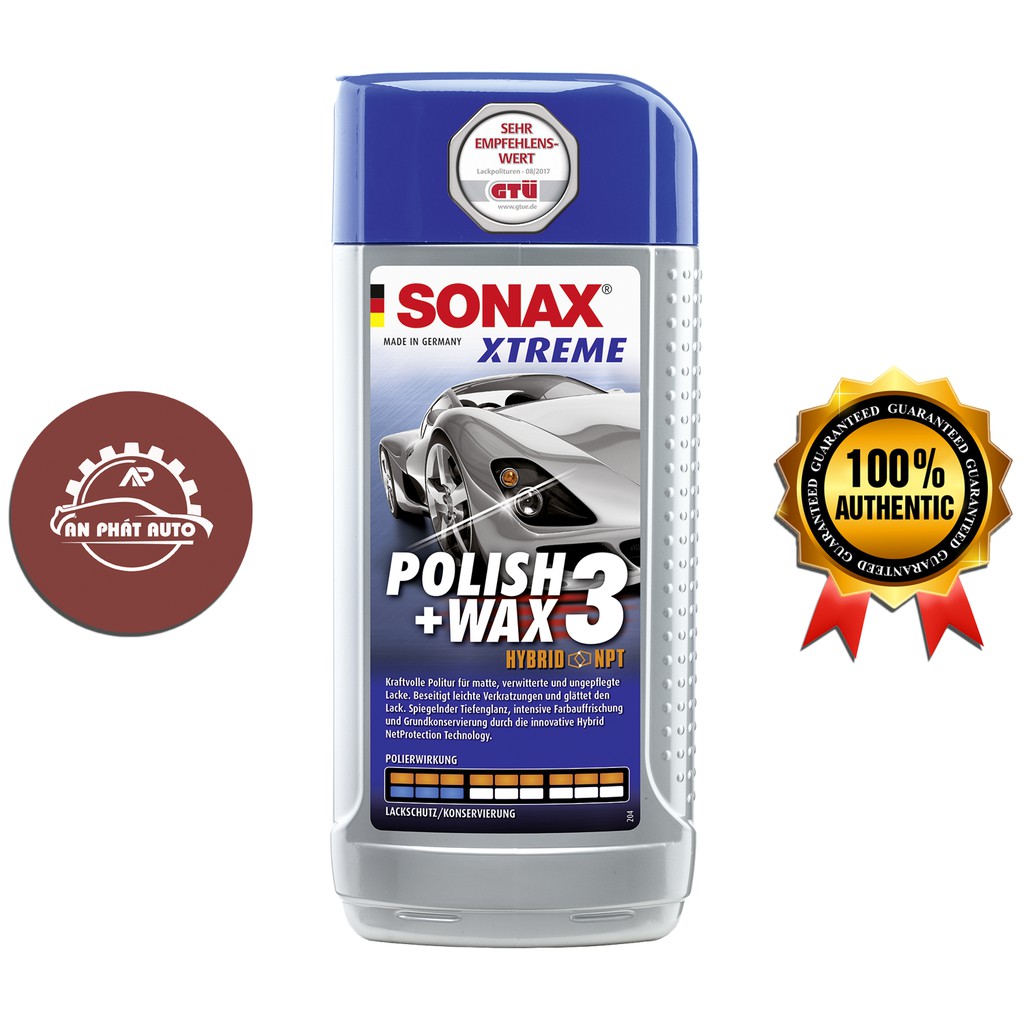 SONAX - Xoá Xước, Đánh Bóng, Bảo Vệ Sơn Ô Tô (Sonax Xtreme Polish + Wax 3 in 1 Hybrid NPT 250ml)  [Hàng Đức Chính Hãng]