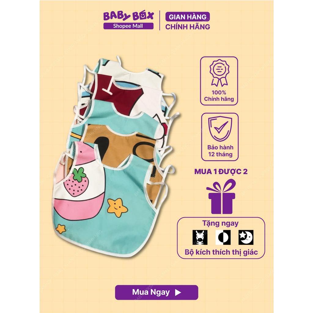Yếm ăn dặm BabyBox cho bé chống thấm có dây buộc dùng được 2 mặt