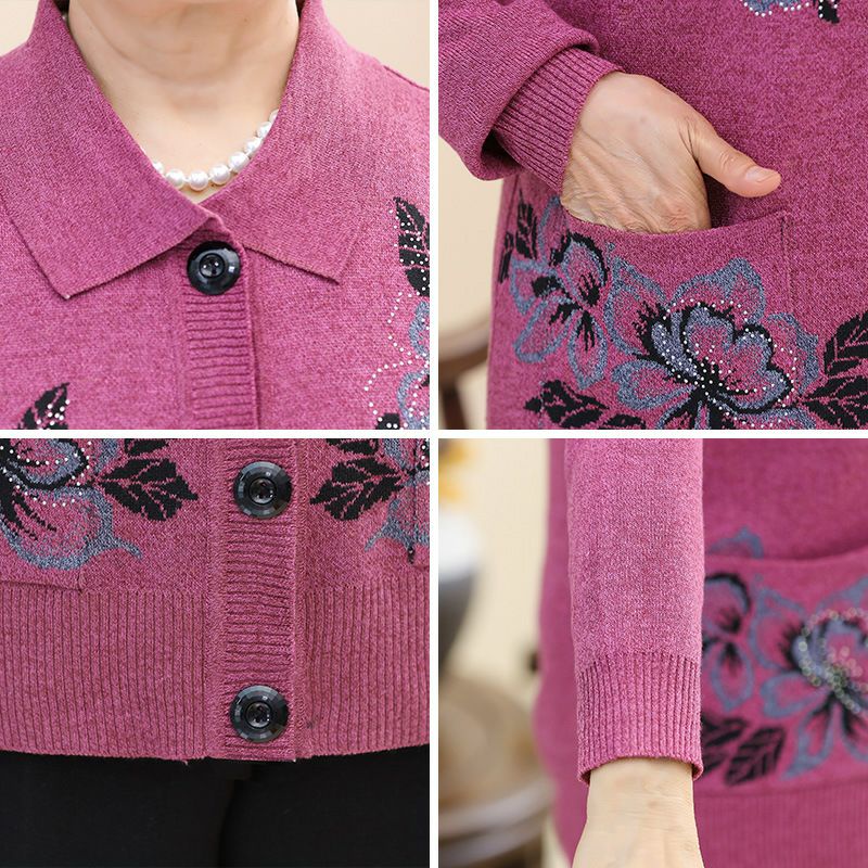 Áo Len Cổ Bẻ có túi cài cúc Trung Niên Quảng Châu