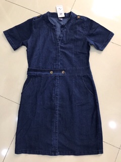 Đầm jean cổ trụ