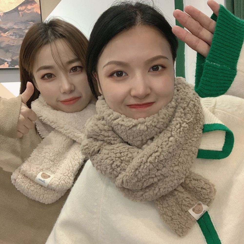Khăn choàng cổ mùa đông bằng vải bông dày ấm áp nhiều màu sắc phong cách Hàn Quốc cho nữ