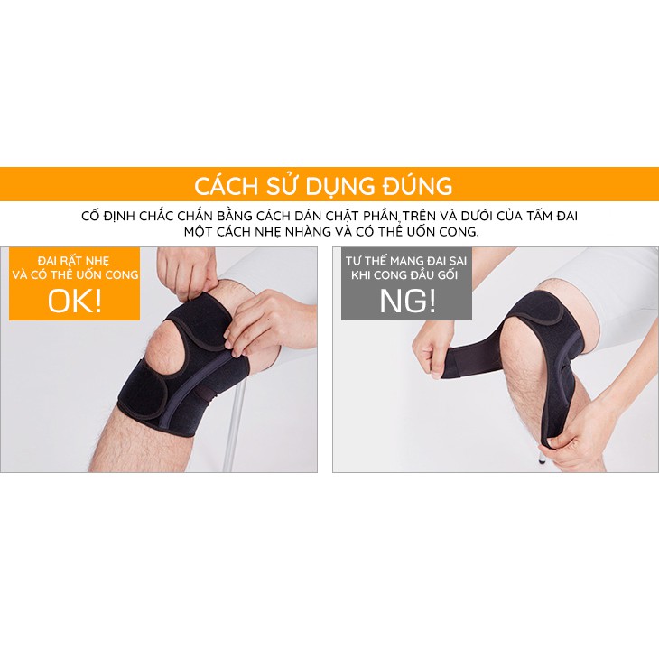 Đai bảo vệ đàu gối loại vừa Phiten supporter knee middle type