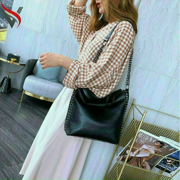 Túi đeo vai dành cho nữ, chất da pu mềm mịn không thấm nước, dây xích nắp cài chắc chắn, phong cách trẻ trung năng động