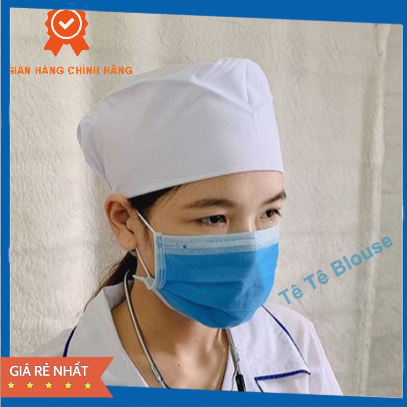 Mũ blouse trắng cao cấp dành cho bác sĩ, y tá, điều dưỡng, dược sĩ