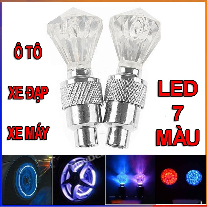 Bộ 2 đèn chân van hơi bánh xe có đèn led dùng để trang trí bánh xe ô tô xe máy xe đạp