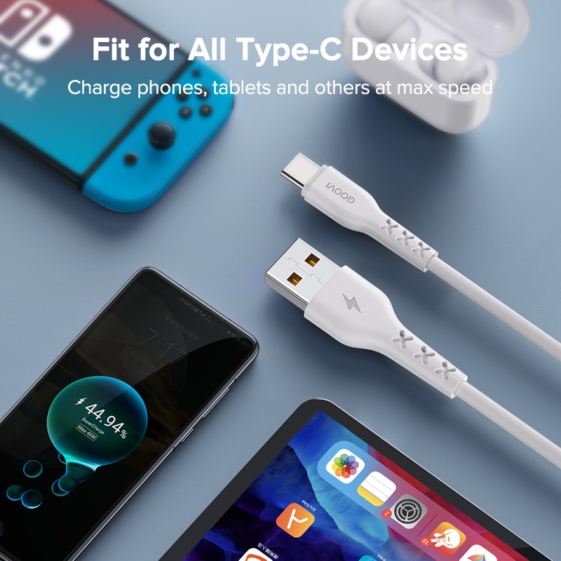 Cáp sạc micro USB 6A 66W QOOVI thích hợp cho điện thoại Android Huawei OPPO type C