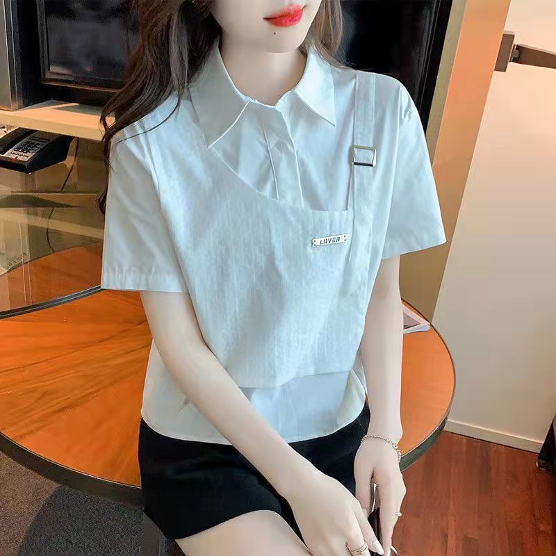 Áo sơ mi trắng giả 2 mảnh vải voan thiết kế trẻ trung khí chất cao cấp thời trang hè linh hoạt giải trí cho nữ
