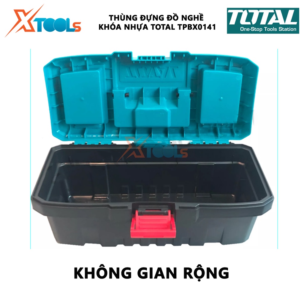 Thùng đựng đồ nghề TOTAL TPBX0141 | hộp đựng đồ nghề khóa nhựa pp tải 10kg tay cầm độ bền cao[CHÍNH HÃNG] [XTOOLs]
