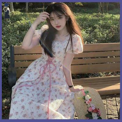 💞đầm babydoll chân váy chữ a Đầm Công Chúa Mùa Hè Tay Phồng In Họa Tiết Hoa Ngọt Ngào Phong Cách Phương Tây Cổ Tích Tươi Trẻ
