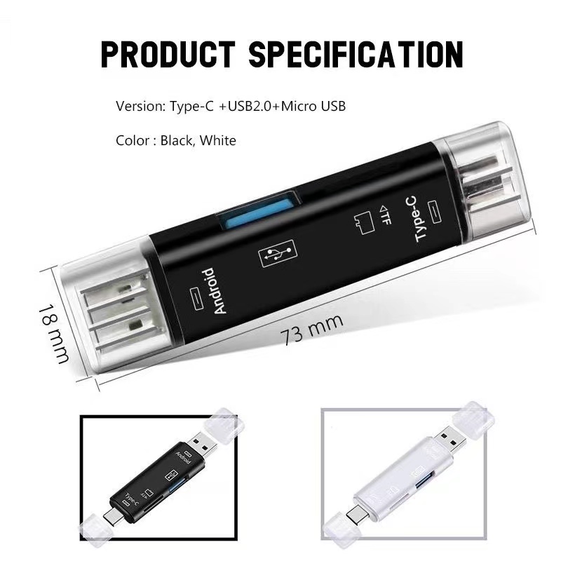 Đầu Đọc Thẻ Nhớ OTG Usb 2.0 5 Trong 1 Đa Năng