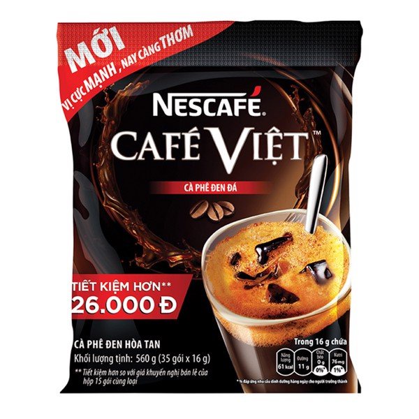 Nescafe' CAFE VIỆT cà phê đen hoà tan bịch 35gói*16g/ Hộp 15 gói*16g