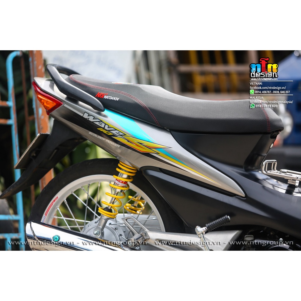 Tem Rời Dán Xe Wave 100 Mẫu Chữ S Bạc Xanh Đen Cực Đẹp, Hàng 3 Lớp Chất Lượng Cao