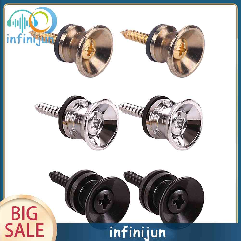 Set 2 Chốt Khóa Dây Đeo Đàn Guitar Bass Ukulele Bằng Kim Loại Chống Trượt
