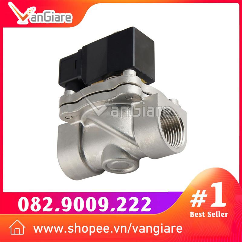 Van điện từ inox 304 phi 21 27 34, điện 24v 220v, thường đóng