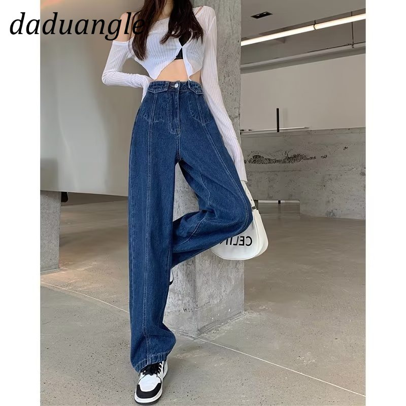 Quần jean Daduhey lưng cao dáng rộng thời trang phong cách Hàn Quốc cho nữ plus size