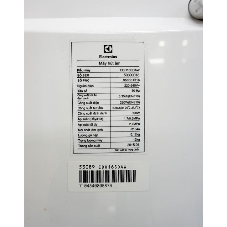 Máy Hút ẩm điện tử Electrolux EDH16SDAW chính hãng bảo hành toàn quốc