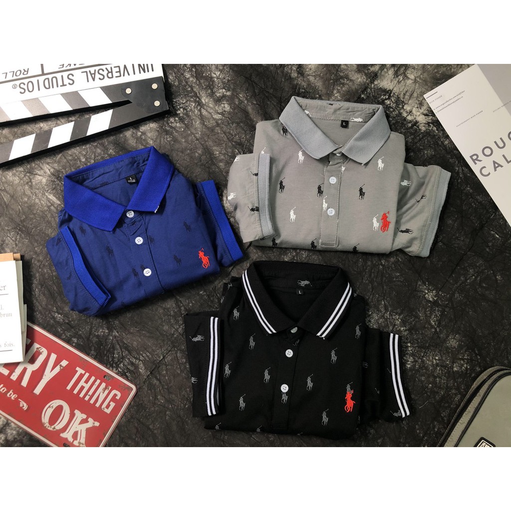 Áo Polo Họa Tiết Ngựa In Logo Cá sấu bao xịn