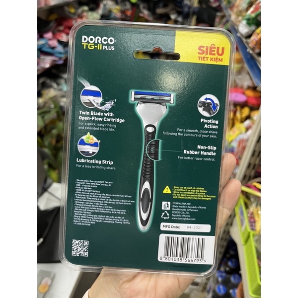 Dao cạo râu 2 lưỡi DORCO TG-II Plus System + 10 đầu thay thế