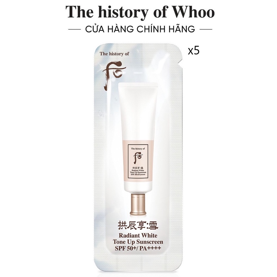 [HB Gift] Combo 5 Kem chống nắng nâng tông Gongjinhyang Seol Tone Up SunscreenSPF50+,PA++++ 1ml The History of Whoo