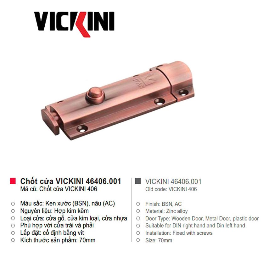 Chốt cửa VICKINI 46406.001 lò xo tự động