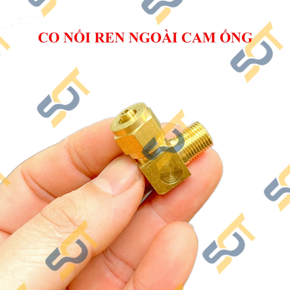 [NỐI CẮM ỐNG] Co ren ngoài nối cắm lòng trong xiết nón cho ống nhựa PU khí nén chất lỏng phun sương hơi nước - Đồng thau
