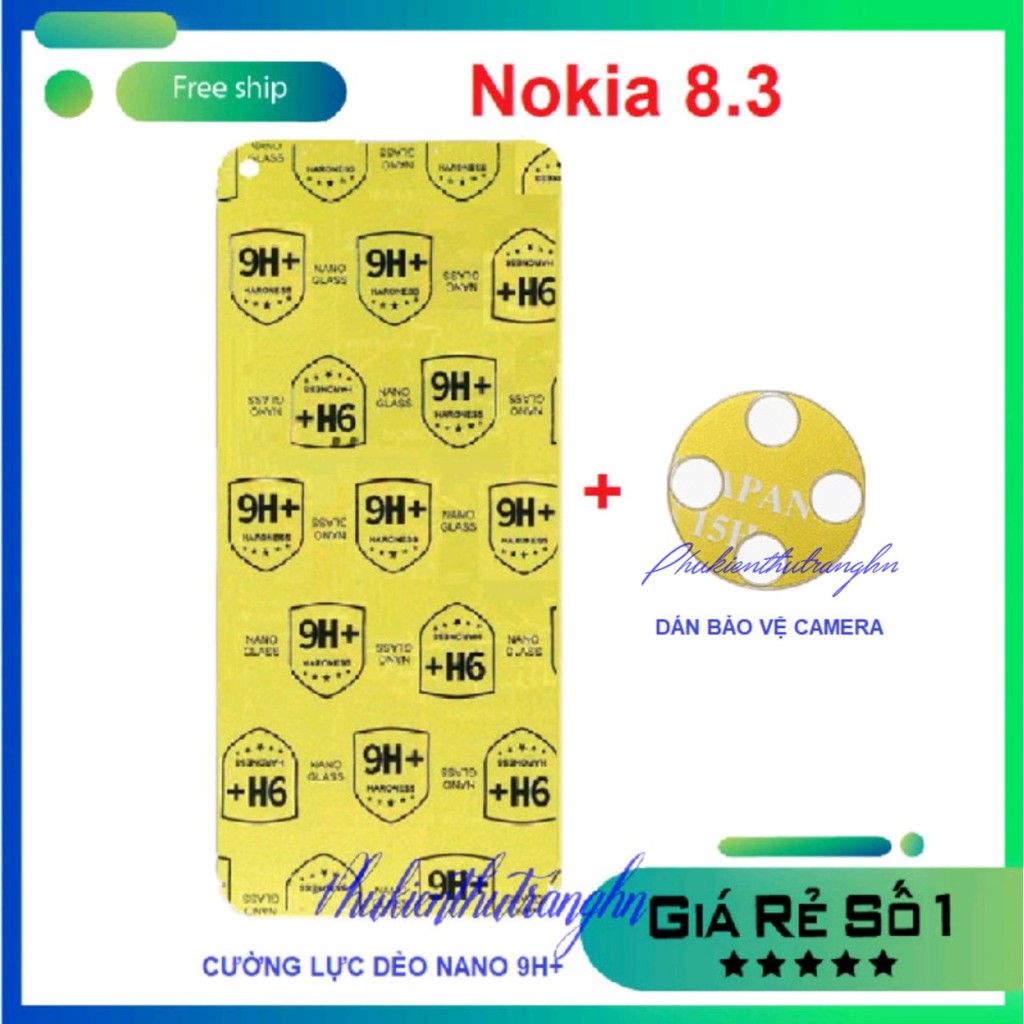 Combo Nokia 8.3 Dán cường lực dẻo Nano full màn 98% + Dán bảo vệ camera chống trầy xước bụi bẩn - tặng phụ kiện dán