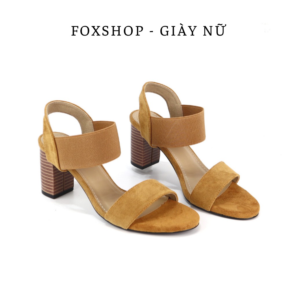 Giày sandal nữ thời trang quai ngang cao 7cm phối thun 1010 - Mang đi làm đi chơi dạo phố